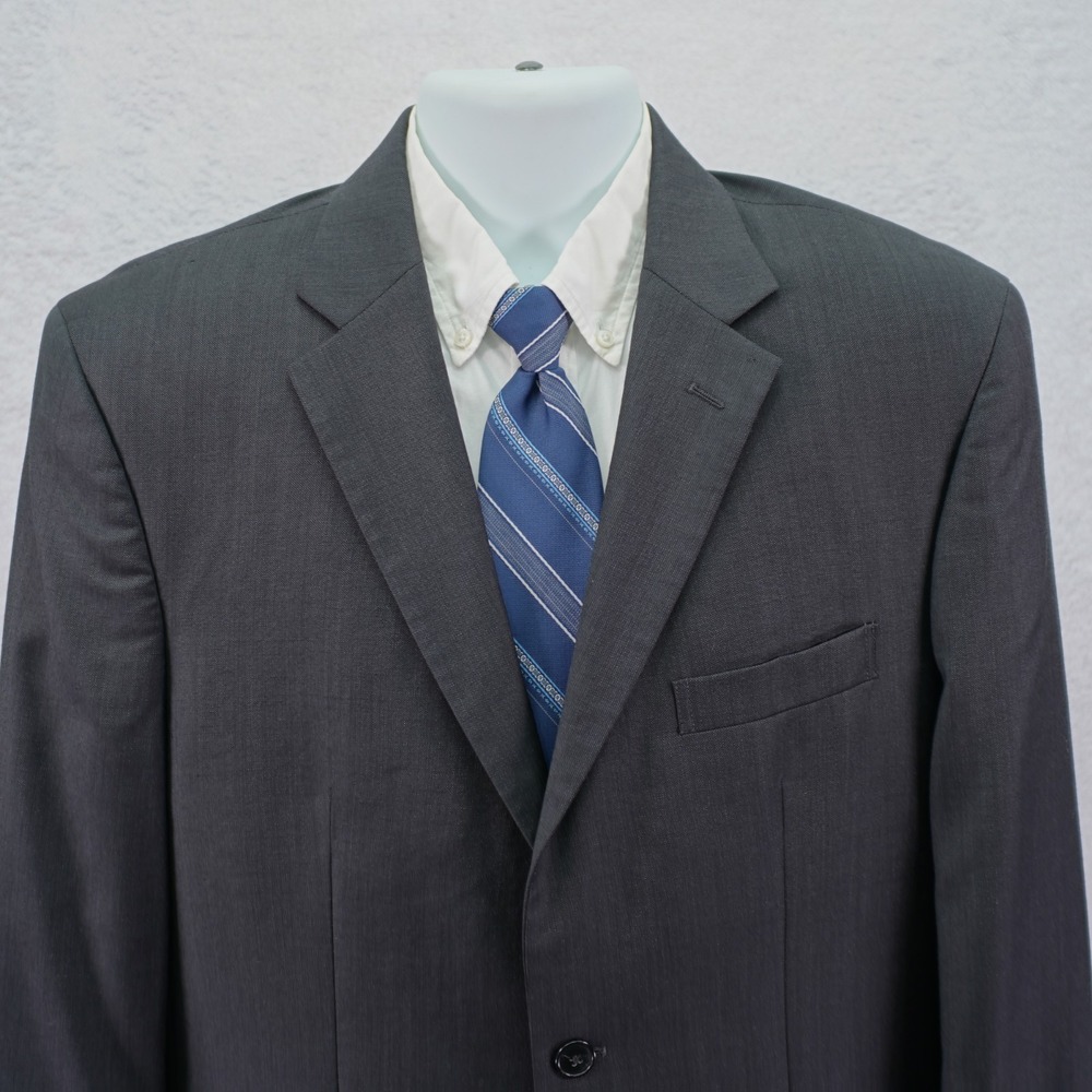 Jos‎ A Bank Traveler's Tailored Fit Wool Blazer Gray Birdseye 40R 2 Button